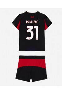 AC Milan Strahinja Pavlovic #31 Jalkapallovaatteet Lasten Kotipeliasu 2025-26 Lyhythihainen (+ Lyhyet housut)